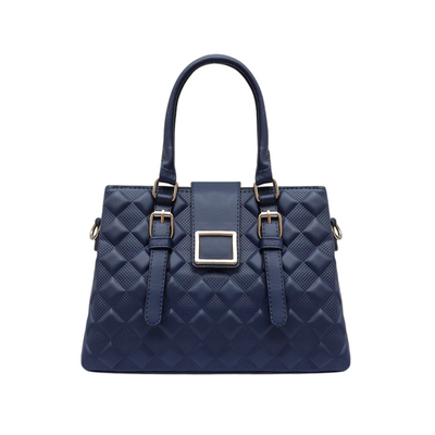 Aralis Quilted Buckle Handbag  Sophisticated Medium Tote in  Blue For Female