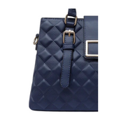 Aralis Quilted Buckle Handbag  Sophisticated Medium Tote in  Blue For Female