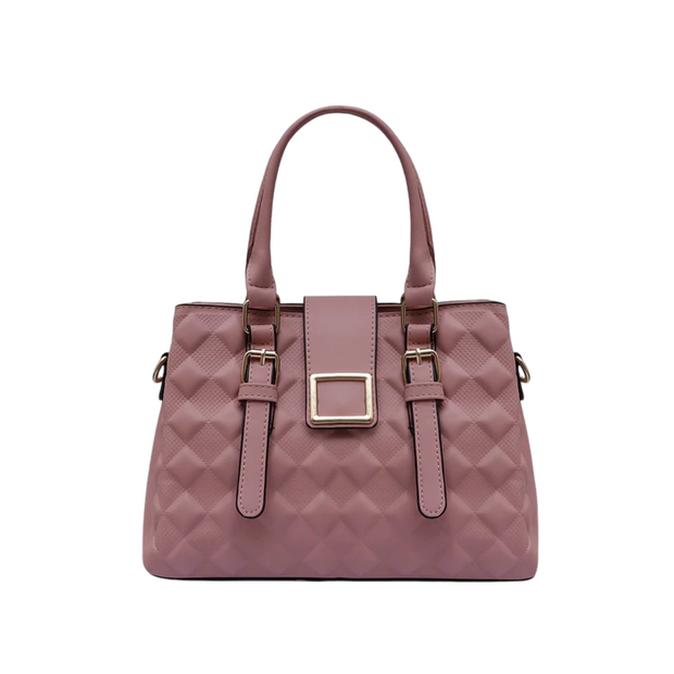 Aralis Quilted Buckle Handbag Elegant Medium Tote in Pink