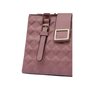 Aralis Quilted Buckle Handbag Elegant Medium Tote in Pink