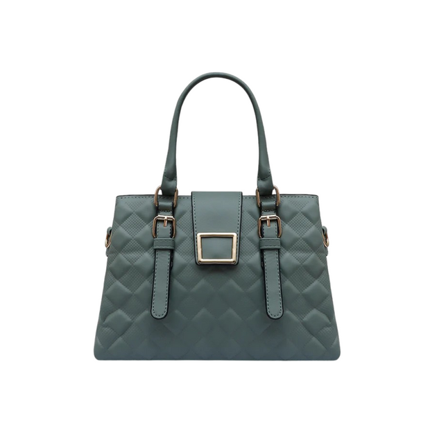 Aralis Quilted Buckle Handbag  Stylish Medium Tote in  Green Female