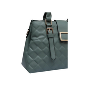 Aralis Quilted Buckle Handbag  Stylish Medium Tote in  Green Female